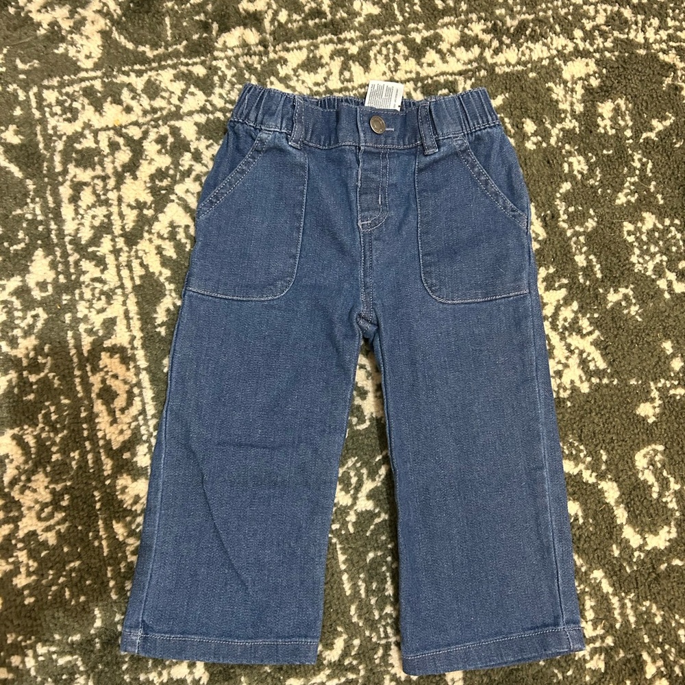 Classic Navy Denim Toddler Pants - Elastic Waist